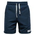 thumbnail image 1 of MIUOWANP Men's Drawstring Elastic Waist Casual Shorts with Pockets Solid Color Waffle Weave Straight Pant Size XXL(12)Navy, 1 of 2