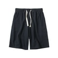thumbnail image 1 of MIUOWANP Men's Drawstring Elastic Waist Cotton Shorts with Pockets Solid Color Comfortable Half Pants Size XL(10)Black, 1 of 3