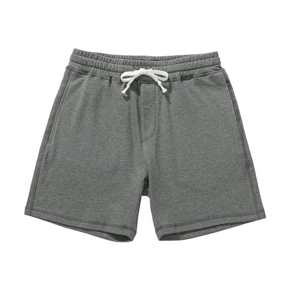 MIUOWANP Men's Drawstring Elastic Waist Cotton Shorts with Pockets Solid Color Comfortable Three-Point Pants Size XXL(12)Dark Gray