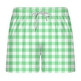 thumbnail image 1 of MIUOWANP Men's Drawstring Elastic Waist Sport Shorts with Pockets Checkered Print Stylish Textured Three-Point Beach Shorts Size XL(8)Green, 1 of 3