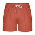 thumbnail image 1 of MIUOWANP Men's Drawstring Elastic Waist Sport Shorts with Pockets Soild Color Stylish Textured Beach Shorts Orange XXL, 1 of 4
