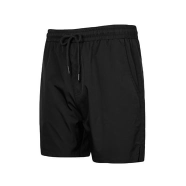 MIUOWANP Men's Drawstring Elastic Waist Sport Shorts with Pockets Solid Color Glossy Surface Basketball Sports Pants Size XXL(12)Black