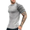 thumbnail image 1 of MIUOWANP Men's Fashionable Vintage Shirts Men's Fitness Suit Round Neck Pullover Color Blocked Top Short Sleeved Top Short Sleeved Round Neck Top/shirt Set, 1 of 5