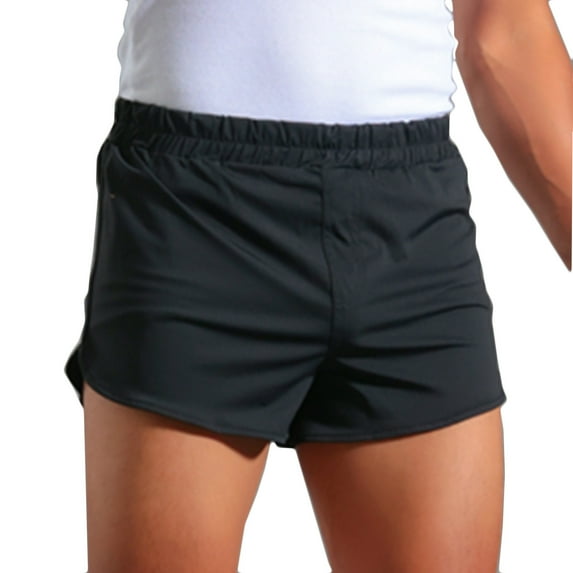 MIUOWANP Men's Gym Workout Running Bodybuilding Athletic Shorts Solid Color Quick-Dry Elastic Waist Three-Point Pants Size XXXL(12)Black