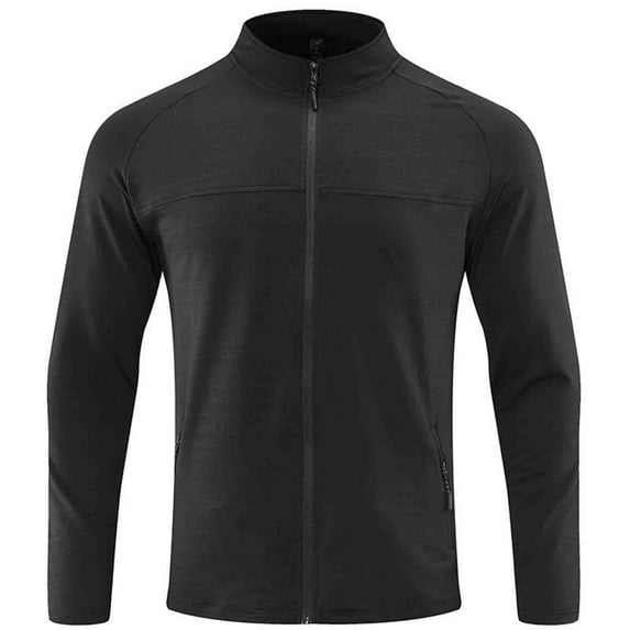 MaFYtyTPR Men's Lightweight Jackets Men Stand Collar Fitness Running Elastic Ventilate Quick-dry Cardigan Long Sleeve Jacket on Black XL(US 10)