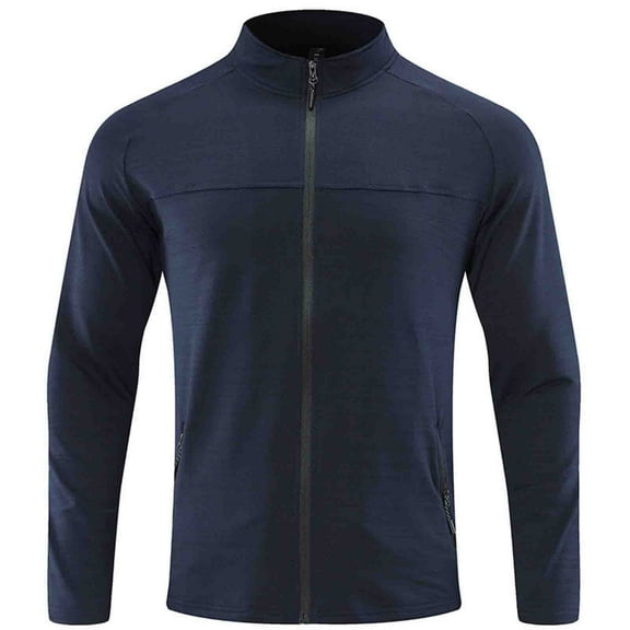 MaFYtyTPR Men's Lightweight Jackets Men Stand Collar Fitness Running Elastic Ventilate Quick-dry Cardigan Long Sleeve Jacket on Blue XXL(US 10)