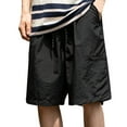 thumbnail image 1 of MIUOWANP Men's Loose Fit Sport Shorts with Pocket Solid Color Elastic Waist Casual Half Shorts Size M(6)Black, 1 of 4