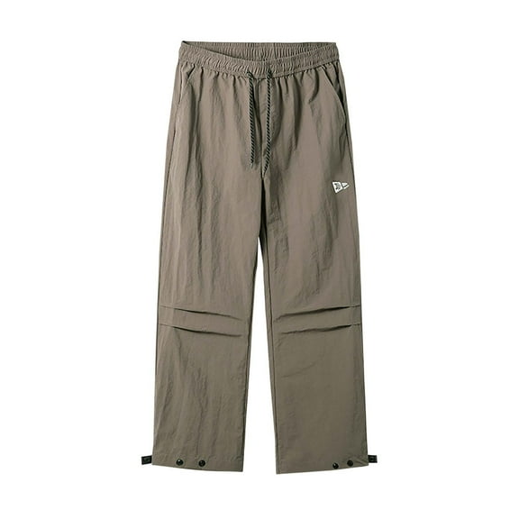 MIUOWANP Men's Pants Casual Men Outdoors Fashion Water Proofing Design Solid Casual Elastic Waist Pocket Cargo Pants M Khaki