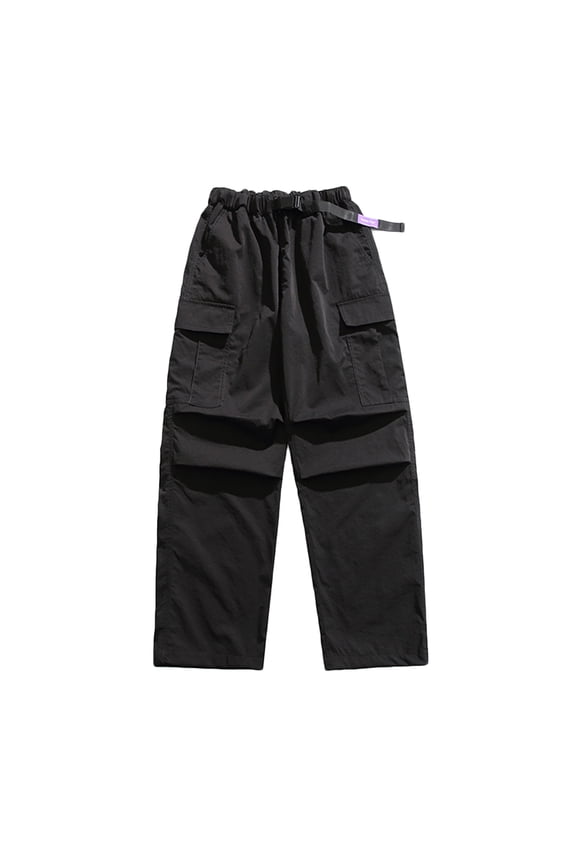 Men's Pants Casual Men's Outdoor Pants Straight-leg Cargo Paratrooper Pants Casual Sports Pants Flat-cut Pants L Black