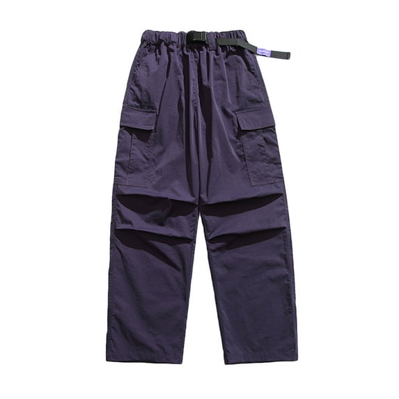 MIUOWANP Men's Pants Casual Men's Outdoor Pants Straight-leg Cargo Paratrooper Pants Casual Sports Pants Flat-cut Pants S Purple