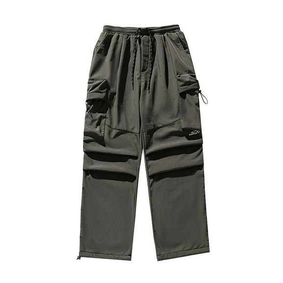 MIUOWANP Men's Pants Casual Relaxed Fit Men Outdoors Fashion Water Proofing Thick Inside Design Solid Casual Elastic Waist Pocket Cargo Pants M Army Green