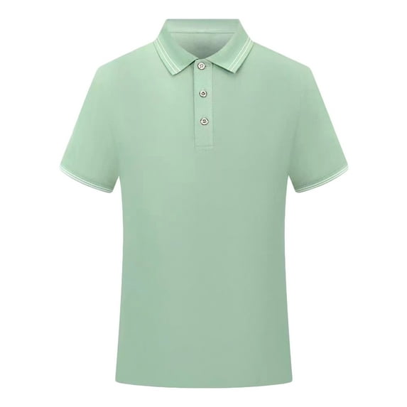 MIUOWANP Men's Pullover Shirts Short Sleeve Solid Color Lapel Business Casual T-Shirt Tops Size L(8)Mint Green