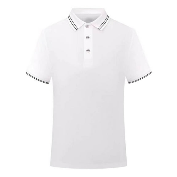 MIUOWANP Men's Pullover Shirts Short Sleeve Solid Color Lapel Business Casual T-Shirt Tops Size XL(10)White