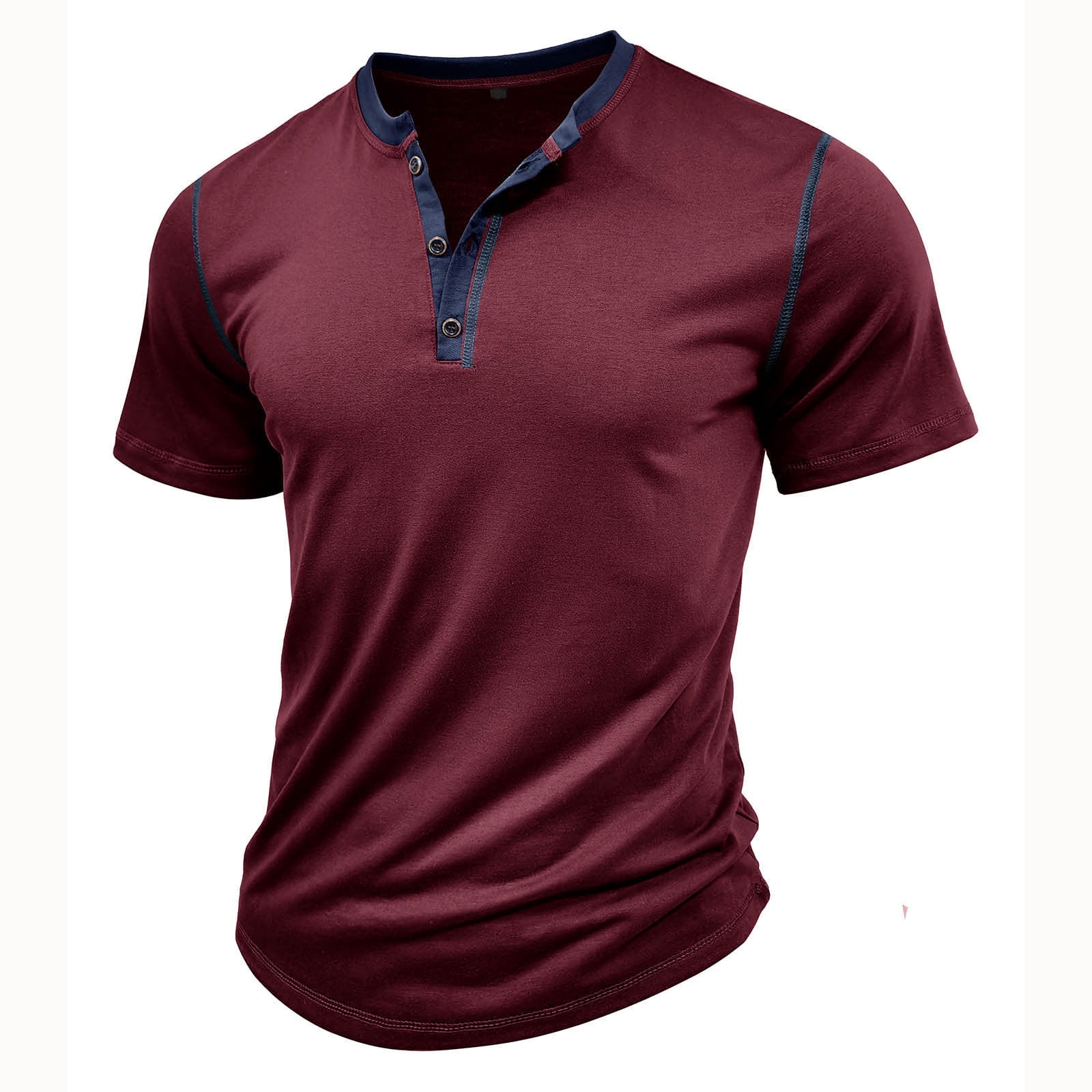 MIUOWANP Men's Pullover Shirts Short Sleeve Solid Color Stylish Button ...