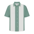 thumbnail image 1 of MIUOWANP Men's Short Sleeve Shirts Button Down Color Blocking Casual Loose Breathable Lapel Beach Shirt Size XXXL(14)Mint Green, 1 of 5