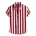 thumbnail image 1 of MIUOWANP Men's Short Sleeve Shirts Button Down Striped Print Loose Fit Casual T-Shirt Size L(8)Red, 1 of 3