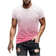 thumbnail image 1 of MIUOWANP Men's Short Sleeve Shirts Casual Gradient Color Sports and Fitness Performance Tops Simplicity Round Neck T-Shirt Size XXXL(14)Pink, 1 of 5