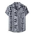 thumbnail image 1 of MIUOWANP Men's Short Sleeve Shirts Casual Striped Print Button Lapel Beach Shirt Size M(6)Black, 1 of 9