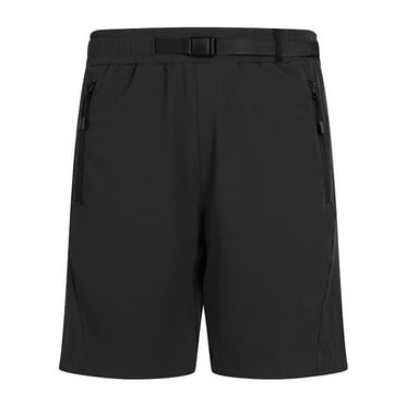 MIUOWANP Men's Sport Shorts with Zipper Pockets Solid Color Adjustable Buckle Ice Silk Quick Dry Five-Point Pants Size XXXL(12)Black