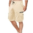 thumbnail image 1 of MIUOWANP Men's Sport Shorts with Zipper Pockets Solid Color Drawstring Elastic Waist Running Fitness Cargo Size XXL(12)Khaki, 1 of 8