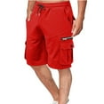 thumbnail image 1 of MIUOWANP Men's Sport Shorts with Zipper Pockets Solid Color Drawstring Elastic Waist Running Fitness Cargo Size XXXL(14)Red, 1 of 8