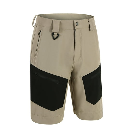 MIUOWANP Men's Tactical Multi Zipper Pocket Workwear Shorts Solid Color Outdoor Sports Waterproof Cargo Pants Size XL(10)Khaki
