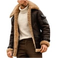 thumbnail image 1 of MIUOWANP Mens Jacket Winter Men Casual Solid Turndown Winter Thicken Cool Zipper Patchwork Jacket Coffee S, 1 of 1