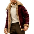 thumbnail image 1 of MIUOWANP Mens Jacket Winter Men Casual Solid Turndown Winter Thicken Cool Zipper Patchwork Jacket Red XXXL, 1 of 1