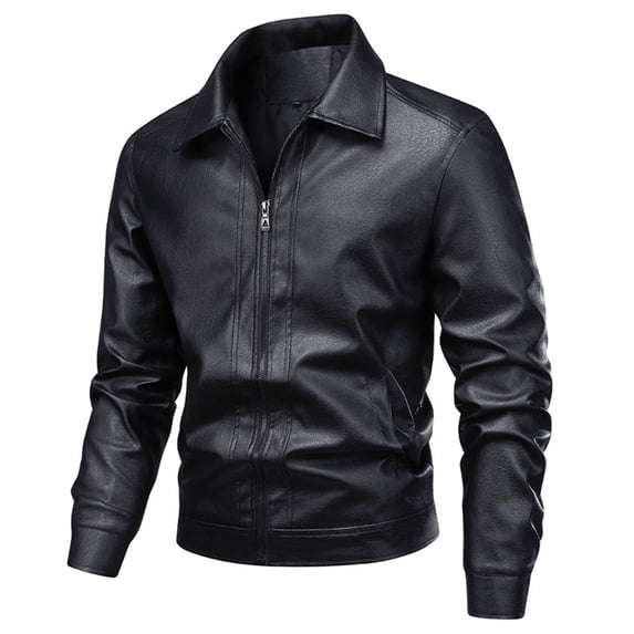 MaFYtyTPR Men Jackets Casual Men's Motorcycle Leather Jacket Top With Zipper Plus Size Leather Coats