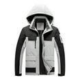 thumbnail image 1 of MIUOWANP Mens Jackets Fall Men Casual Patchwork Thicken Multi Pocket Hooded Zipper Windproof Breathable Jacket White XXXXL, 1 of 3