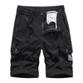 thumbnail image 1 of MIUOWANP Oversize Men's Casual Cotton Cargo Shorts with Multi Pocket Solid Color Outdoor Sport and Loose Breathable Drawstring Short Size XXXXXL(16)Black, 1 of 3