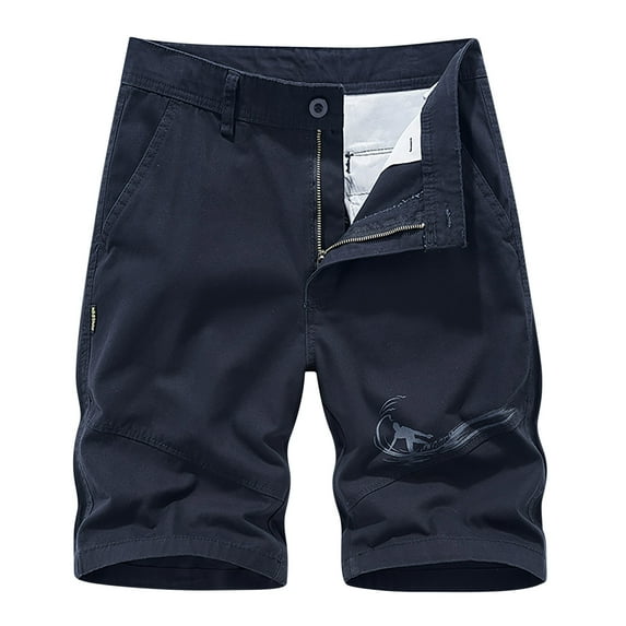 MIUOWANP Oversize Men's Casual Cotton Cargo Shorts with Multi Pocket Fashion Trend Solid Color Loose Fit Wide Leg Pant Size XXXXL(14)Dark Blue