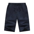 thumbnail image 1 of MIUOWANP Oversize Men's Cotton Drawstring Elastic Waist Shorts with Pocket Solid Color Relaxed Fit Wide Leg Shorts Size XXL(6)Black, 1 of 2
