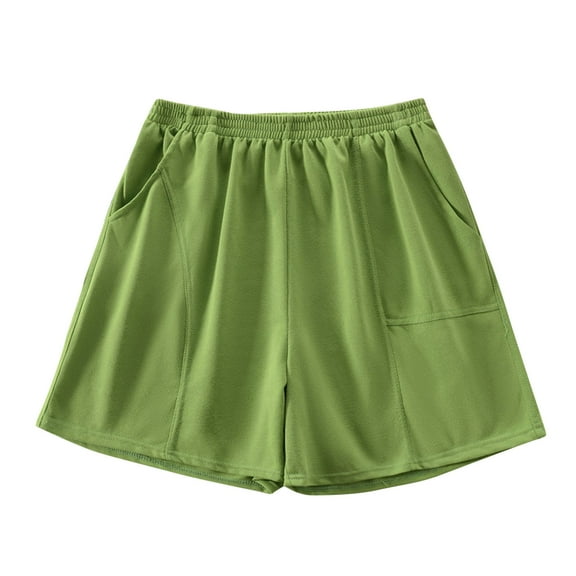 MIUOWANP Oversize Women's Shorts with Pockets Lightweight Relaxed Fit Sports and Casual Short Shorts Size XL(10)Green