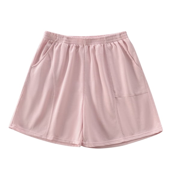 MIUOWANP Oversize Women's Shorts with Pockets Lightweight Relaxed Fit Sports and Casual Short Shorts Size XL(10)Pink