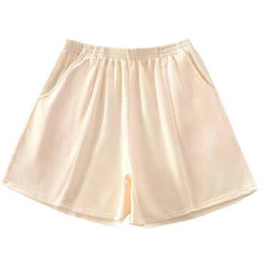 MIUOWANP Oversize Women's Shorts with Pockets Lightweight Relaxed Fit Sports and Casual Shorts Size XXXL(14)Beige