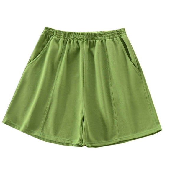MIUOWANP Oversize Women's Shorts with Pockets Lightweight Relaxed Fit Sports and Casual Shorts Size XXXL(14)Green