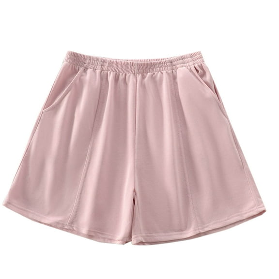 MIUOWANP Oversize Women's Shorts with Pockets Lightweight Relaxed Fit Sports and Casual Shorts Size XXXL(14)Pink