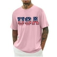 thumbnail image 1 of MIUOWANP Oversized Men's Casual Loose Fit Sports T-shirt Independence Day Print Sports and Fitness Round Neck Blouse Size XXL(12)Pink, 1 of 3