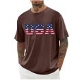 thumbnail image 1 of MIUOWANP Oversized Men's Casual Loose Fit Sports T-shirt Independence Day Print Sports and Fitness Round Neck Blouse Size XXXXXL(18)Brown, 1 of 3