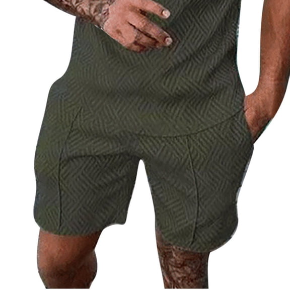 MIUOWANP Oversized Men's Elastic Waist Shorts Loose and Breathable Solid Color Drawstring Shorts Size M(6)Army Green