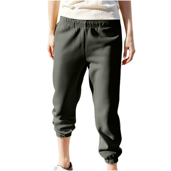 MIUOWANP Pants Autumn Clearance Women's Solid Color Sports Loose Casual Wide Leg Leggings Gray M