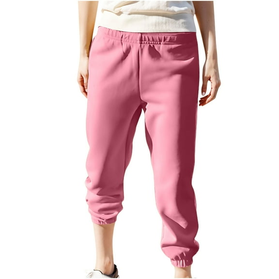 MaFYtyTPR Pants Autumn Women's Solid Color Sports Loose Casual Wide Leg Leggings Pink S