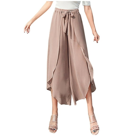 MIUOWANP Pants for Women Tall Fashion Women Solid Buttons Cotton And Linen Casual Loose Trouser Wide Leg Pants L Pink