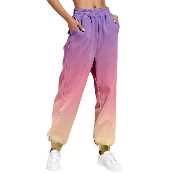 MIUOWANP Plus Size Casual Pants for Women 2024 Trendy Gradient Color Fitness Training and Running Sports Pants Size L(8)Army Green