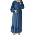 thumbnail image 1 of MIUOWANP Plus Size Dresses for Women Plus Size Hot Sell Casual Clothing Women's Fashionable Solid Color Stand Up Collar Pocket Temperament Loose Casual Dress Size XL Blue, 1 of 6