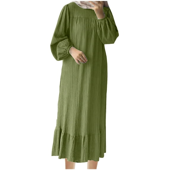 MIUOWANP Plus Size Dresses for Women Plus Size Hot Sell Casual Clothing Women's Fashionable Solid Color Stand Up Collar Pocket Temperament Loose Casual Dress Size XL Army Green