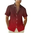 thumbnail image 1 of MIUOWANP Plus Size Men's Short Sleeve Shirts Button Down Gradient Color Loose Lapel Beach Shirt Size XXXXL(16)Wine, 1 of 4