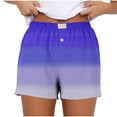 thumbnail image 1 of MIUOWANP Plus Size Shorts of Women Gradient Color Print Buttoned Striped Loose Breathable Sports Shorts Size L(8)Dark Blue, 1 of 5
