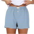 thumbnail image 1 of MIUOWANP Plus Size Shorts of Women Pinstripe Print Buttoned Striped Loose Breathable Sports Shorts Size XXXL(14)Blue, 1 of 5